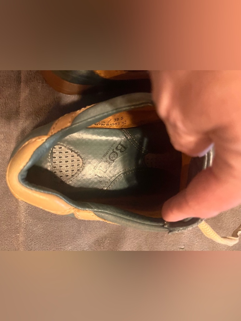 Born Green Leather Sneaker with Tan Trim - Picture 7 of 8